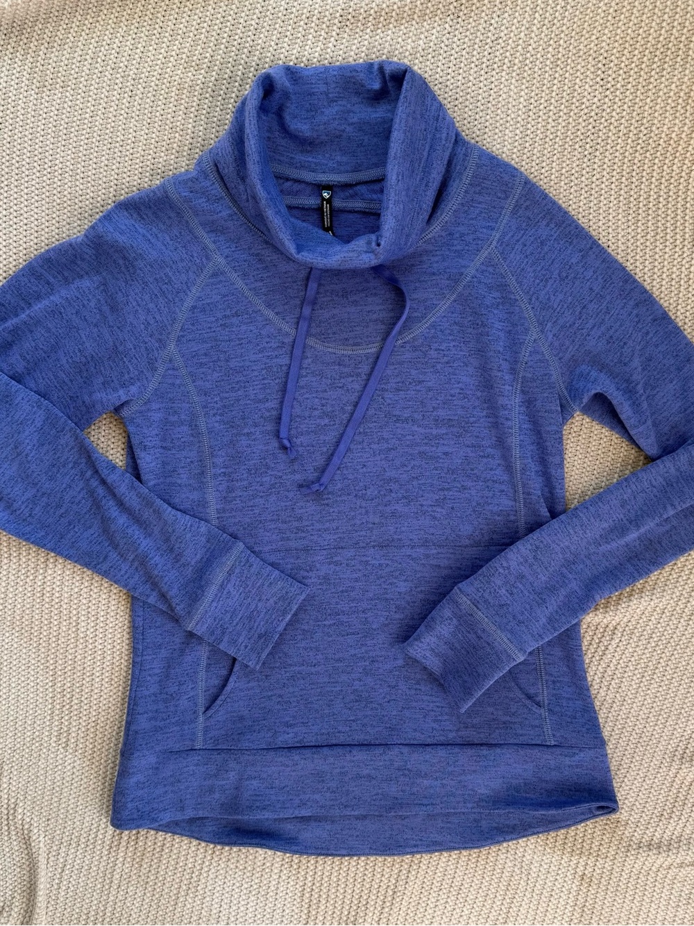 Kuhl Lea Pullover Cowl Neck Hoodie Sweater Heather Blue Purple Fleece Women M